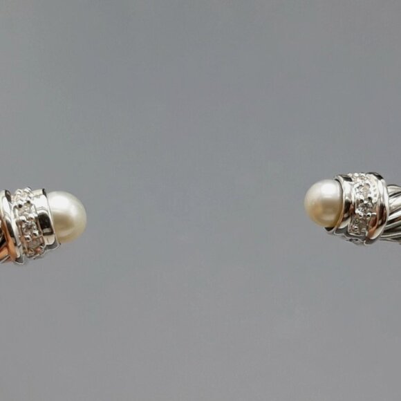 David Yurman Pearl and Diamond Cable Bracelet size M - Picture 4 of 5